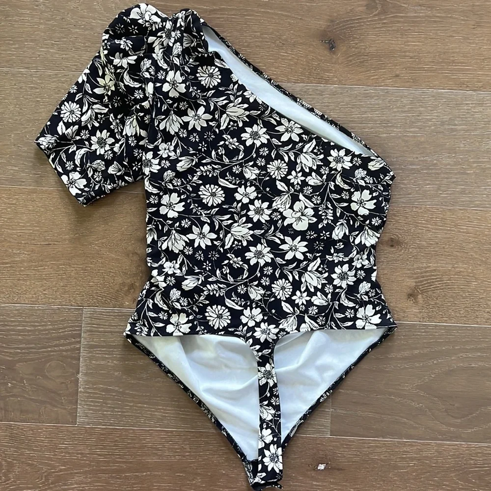 NWT Free People Somethin Bout You Bodysuit in Black Floral | L